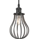 Knightsbridge  Matt Black Steel Balloon-Shaped Pendant Cage