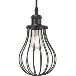 Knightsbridge  Matt Black Steel Balloon-Shaped Pendant Cage