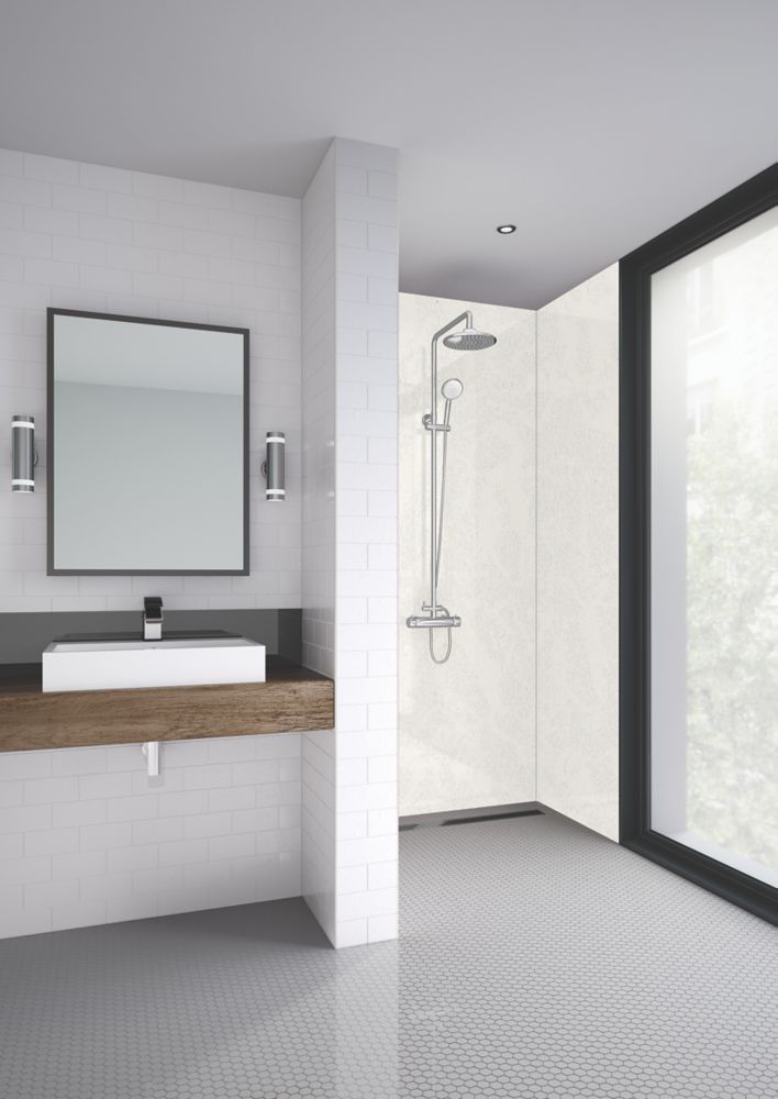 Splashwall  Bathroom Splashback Gloss White Reflex 1200mm x 2400mm x 11mm