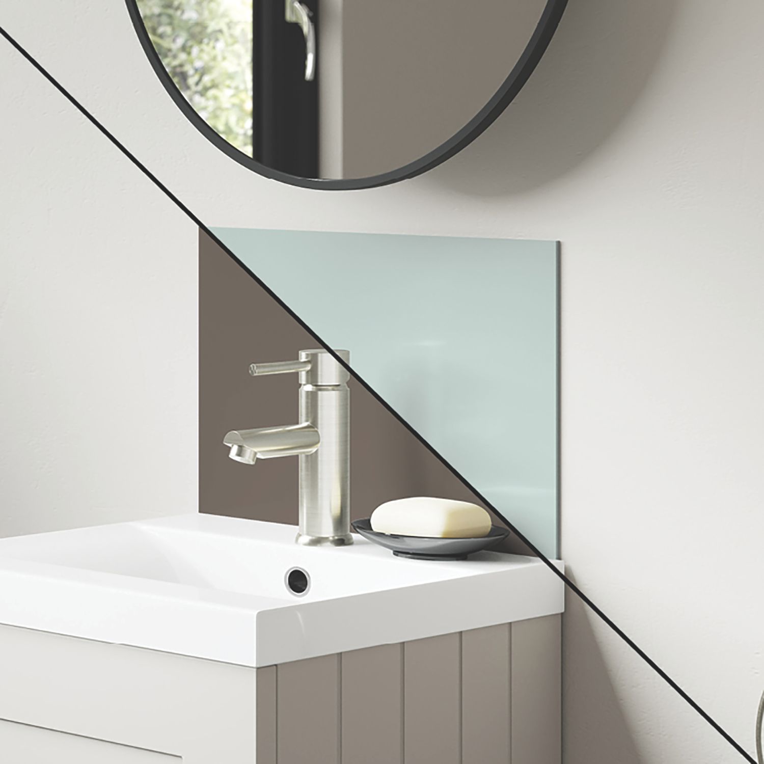 Splashwall Vanity Splashback Gloss Terra Grey/Seabreeze Green 250mm x 400mm x 4mm (490KU)