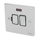 Schneider Electric Ultimate Low Profile 13A Switched Fused Spur with Neon Brushed Chrome with Black Inserts