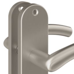 Cooke & Lewis Bourne Fire Rated Latch Lever on Backplate Handle Pair Satin Nickel