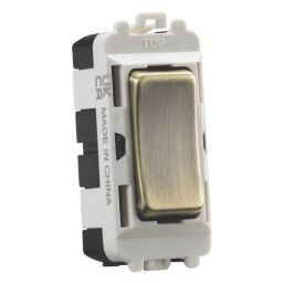 Knightsbridge  20AX Grid SP Centre Off Control Switch Antique Brass