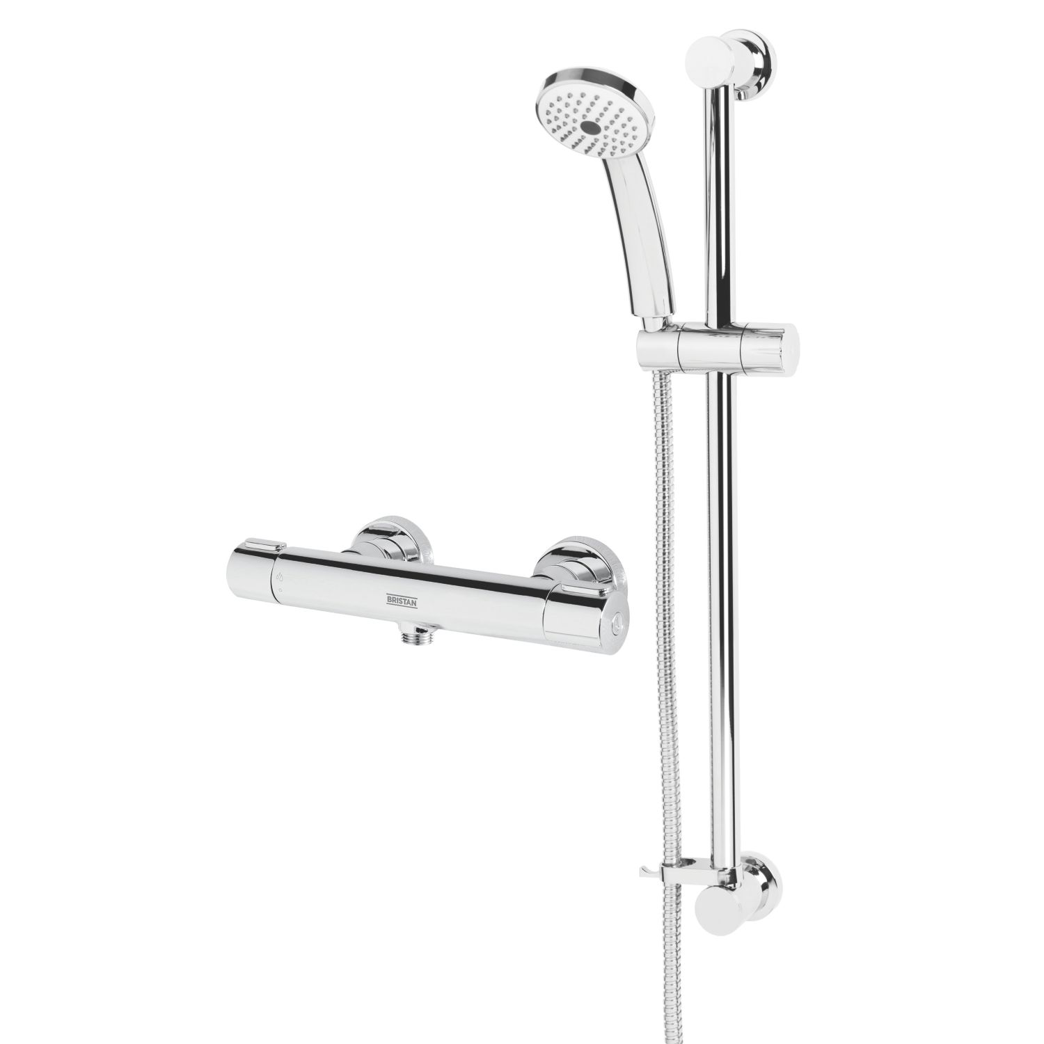 Bristan Arcus Cool Touch Rear-Fed Exposed Chrome Thermostatic Bar Mixer Shower with Adjustable Riser (491JK)