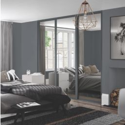 Spacepro Shaker 3-Door Sliding Wardrobe Door Kit Graphite Frame Mirror Panel 2978mm x 2260mm