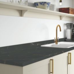 Wilsonart Matt Black & Gold Marble Effect Laminate Upstand 3000mm x 100mm x 20mm