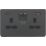 Knightsbridge  13A 2-Gang DP Switched Socket + 2.25A 45W 2-Outlet Type A & C USB Charger Anthracite with Black Inserts
