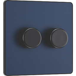 British General Evolve 2-Gang 2-Way LED Dimmer Switch  Blue with Black Inserts