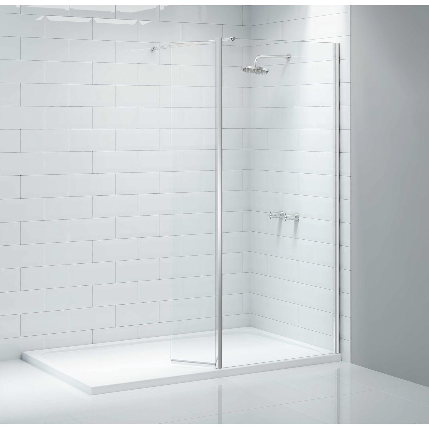 Triton Neo Frameless Showerwall & Swivel Panel Chrome 1200mm x 2015mm (491TK)