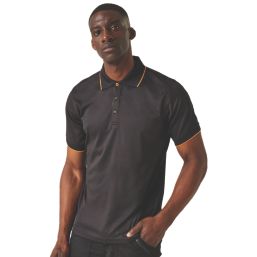 Regatta Navigate Short Sleeve Polo Shirt Black/Orange Pop Medium 39.5" Chest