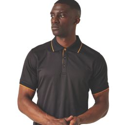 Regatta Navigate Short Sleeve Polo Shirt Black/Orange Pop Medium 39.5" Chest