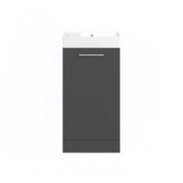Ohio 1-Door Cloakroom Vanity Unit with Ceramic Basin Gloss Dark Grey 410mm x 220mm x 830mm