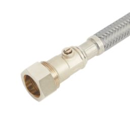 Flomasta Straight Flexible Compression Hose with Isolating Valve 22mm x 3/4" x 500mm