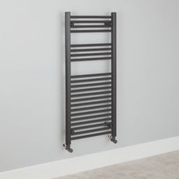 Flomasta  15mm x 1/2" Black Angled Modern Manual Radiator Valve & Lockshield  2 Pack