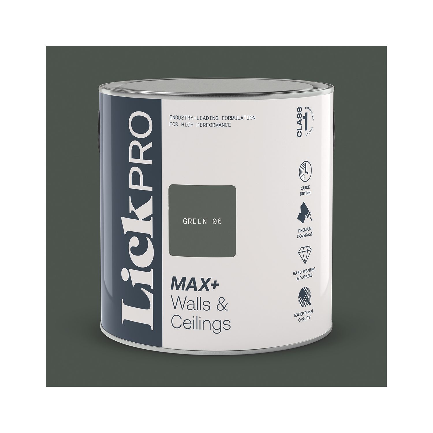 LickPro Max+ 2.5Ltr Green 06 Matt Emulsion Paint (492JX)