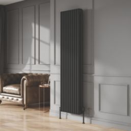 Reina 1800mm x 285mm 4930BTU Black Vertical 2 Column Radiator