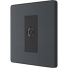 British General Evolve 1-Gang Coaxial TV / FM Socket Grey with Black Inserts