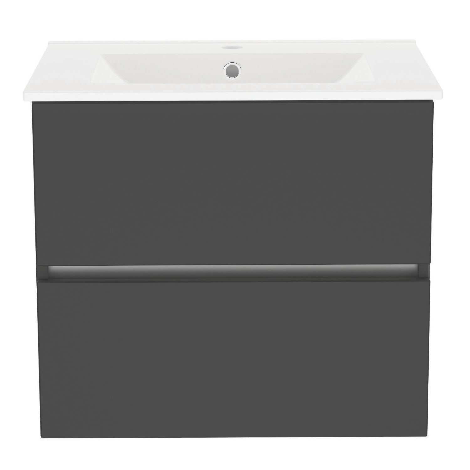 Newland Double Drawer Wall-Mounted Vanity Unit with Basin Matt Midnight Mist 600mm x 450mm x 540mm (492RN)