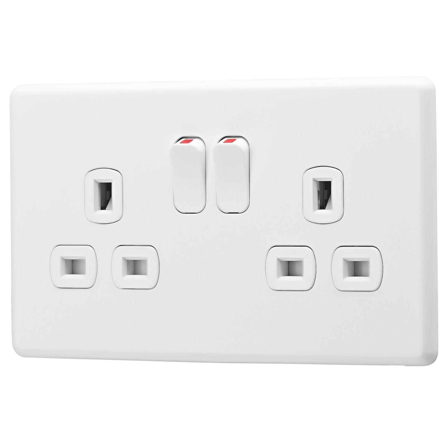 Arlec 13A 2-Gang SP Switched Socket White with Colour-Matched Inserts (492RU)