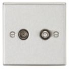 Knightsbridge  2-Gang Isolated Coaxial TV & F-Type Satellite Socket Brushed Chrome