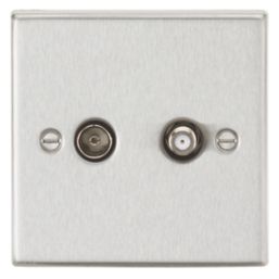 Knightsbridge  2-Gang Isolated Coaxial TV & F-Type Satellite Socket Brushed Chrome