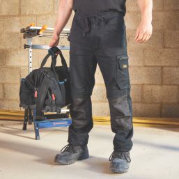 Site Dunnell Stretch Multi-Pocket Trousers Black 40" W 32" L