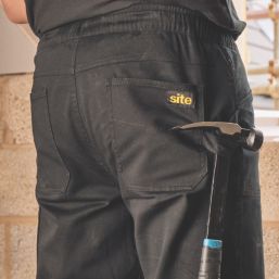 Site Dunnell Stretch Multi-Pocket Trousers Black 40" W 32" L