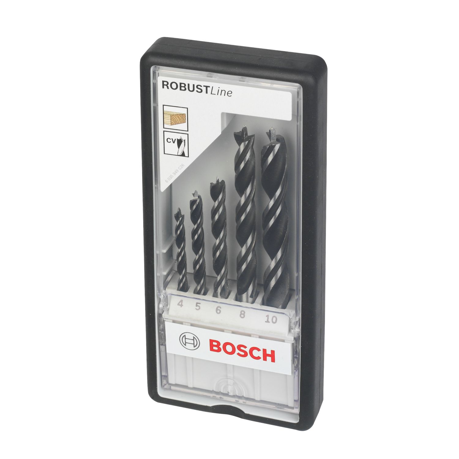 Bosch Straight Shank Double-Flute Brad Point Wood Drill Bit Set 5 Pieces (492VX)