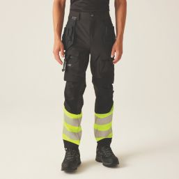 Regatta Hi Vis XPro Stretch Holster Trouser Black/Yellow 36" W 32" L