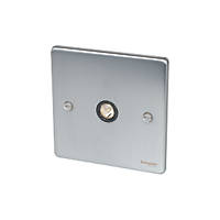 Schneider Electric Ultimate Low Profile Coaxial TV / FM Socket Brushed Chrome with Black Inserts