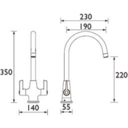 Bristan Echo Easyfit  Mono Kitchen Sink Mixer Taps Chrome Plated 1 Pair