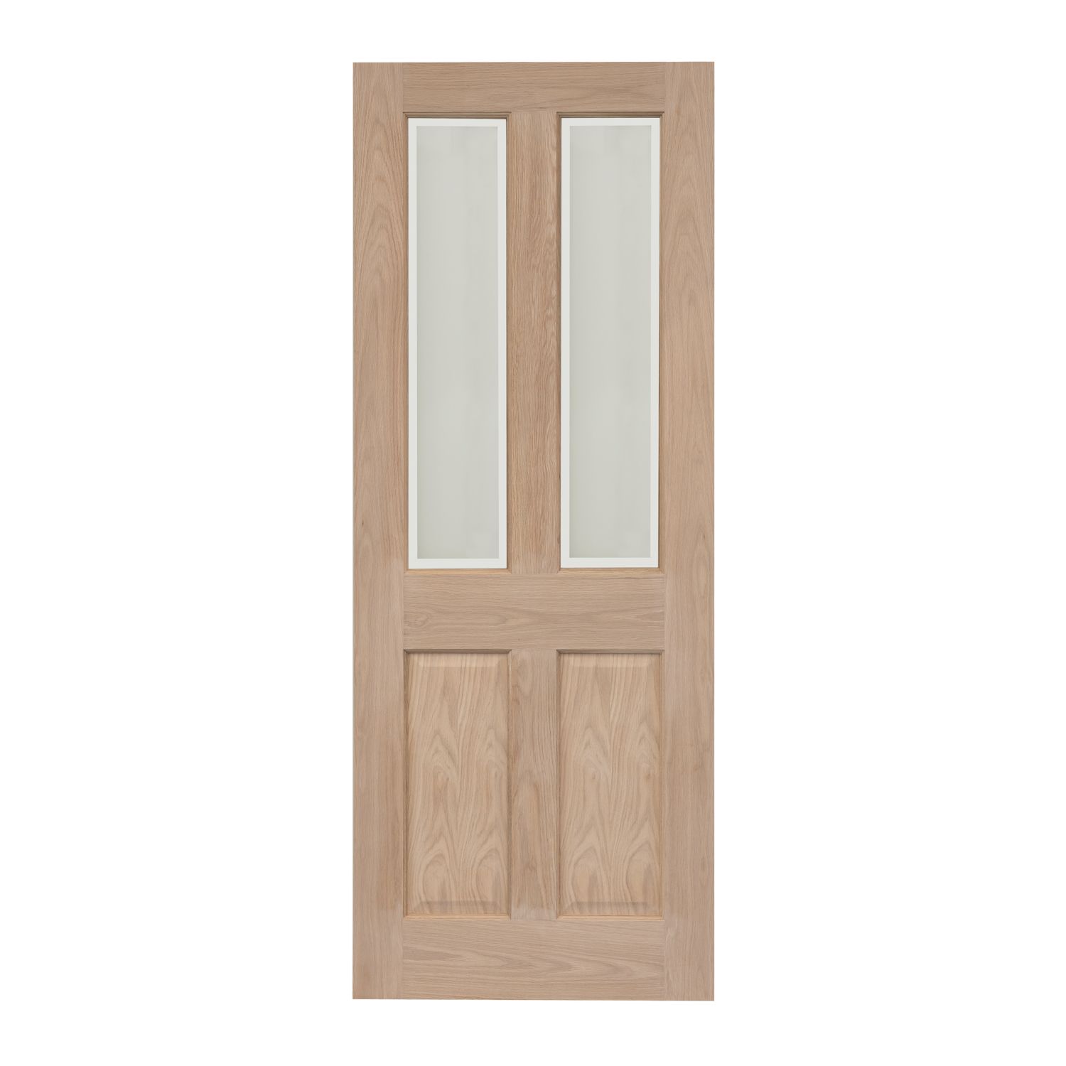 Victorian 2-Clear Light Unfinished Oak Wooden 2-Panel Internal Door 1981mm x 762mm (493FA)