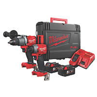 Milwaukee M18 ONEPP2A2-502X FUEL 18V 2 x 5.0Ah Li-Ion RedLithium Brushless Cordless One-Key Percussion Drill & Impact Driver Twin Pack