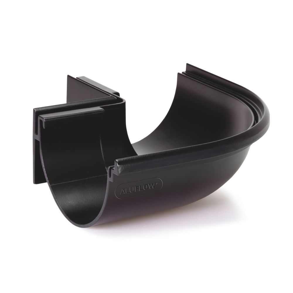 Aluflow Aluminium 90° Half Round External Gutter Angle Black 115mm Screwfix