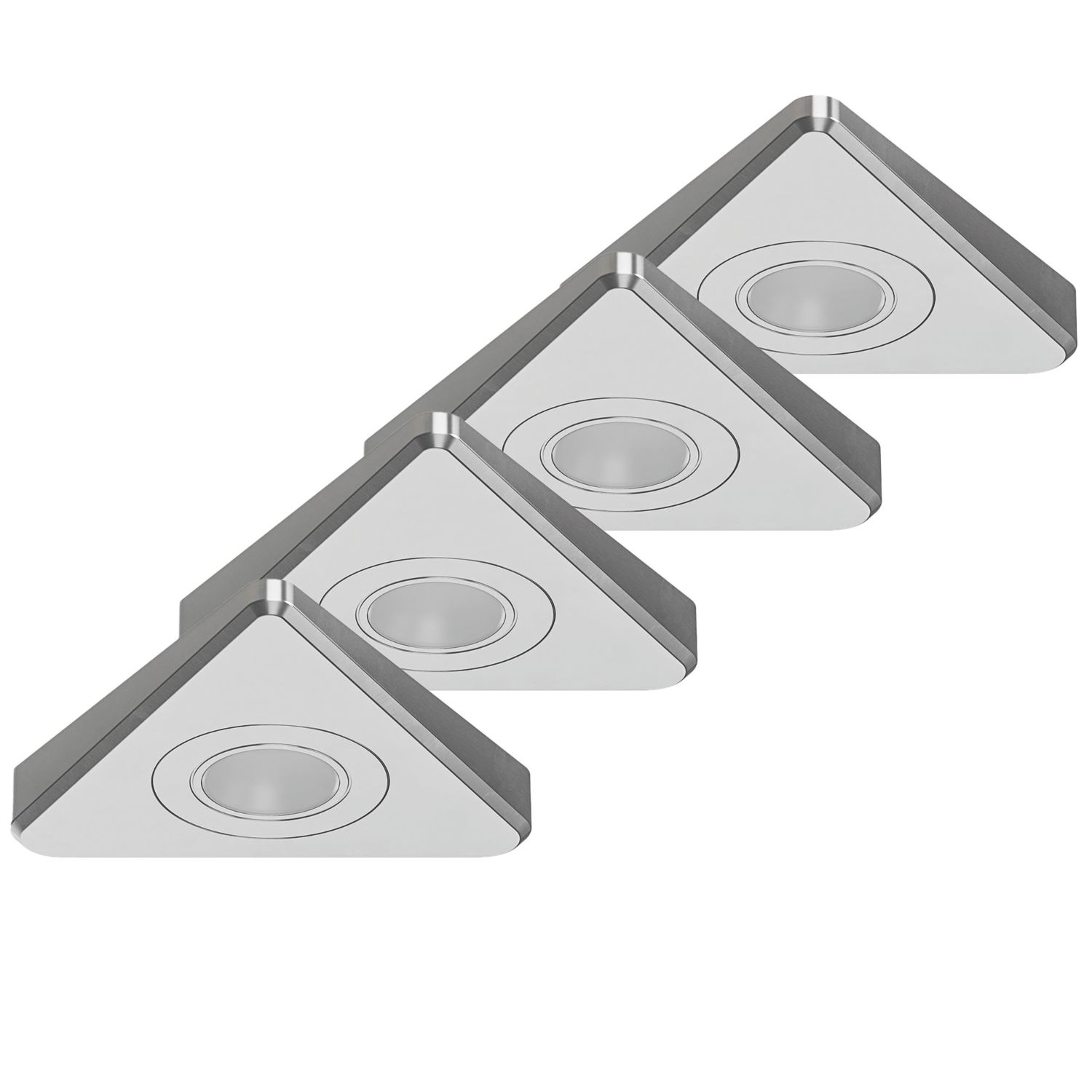 Sensio Treos Triangular LED Under Cabinet Lights Steel 8W 180lm 4 Pack (493PE)