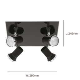 Eglo Tamara 1 LED Square 4-Light Spotlight Black 3W 240lm