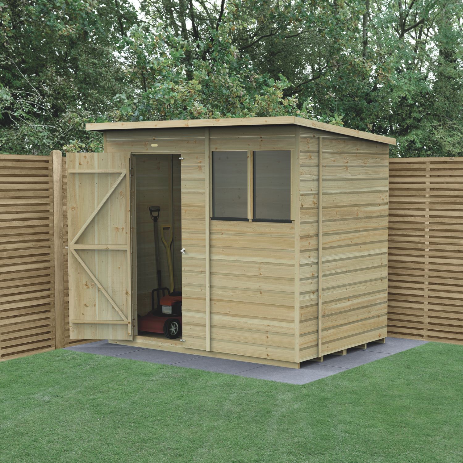 Forest Beckwood 7' x 5' (Nominal) Pent Shiplap Timber Shed with Base (493PW)