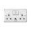 MK Contoura 13A 2-Gang DP Switched Socket + 3A 15.5W 2-Outlet Type A & C USB Charger Brushed Stainless Steel with White Inserts