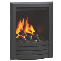 Be Modern Design Black Rotary Control Inset Gas Manual Fire 510mm x 173mm x 605mm