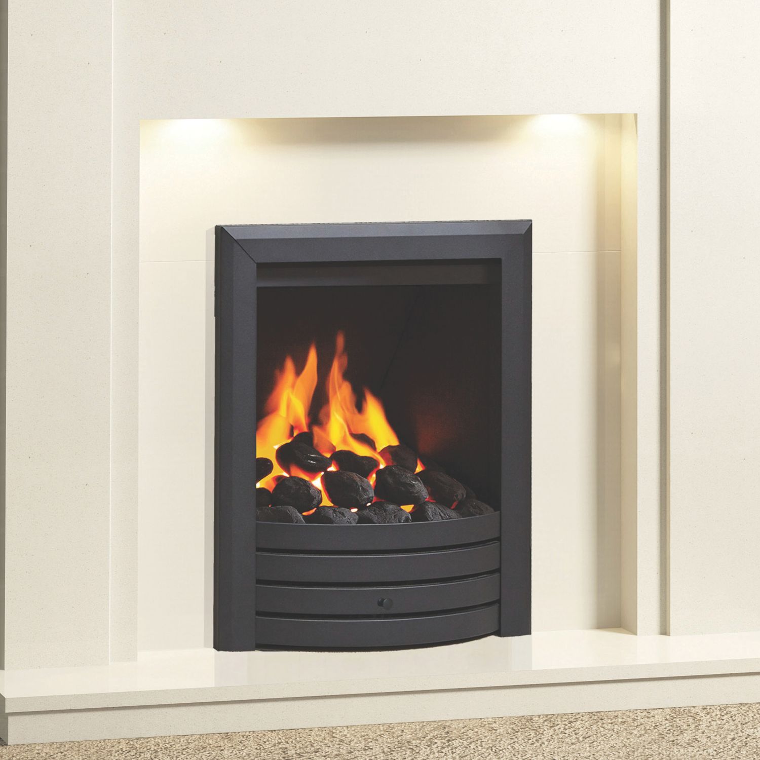 Be Modern Design Black Rotary Control Inset Gas Manual Fire 510mm x 173mm x 605mm (493TT)