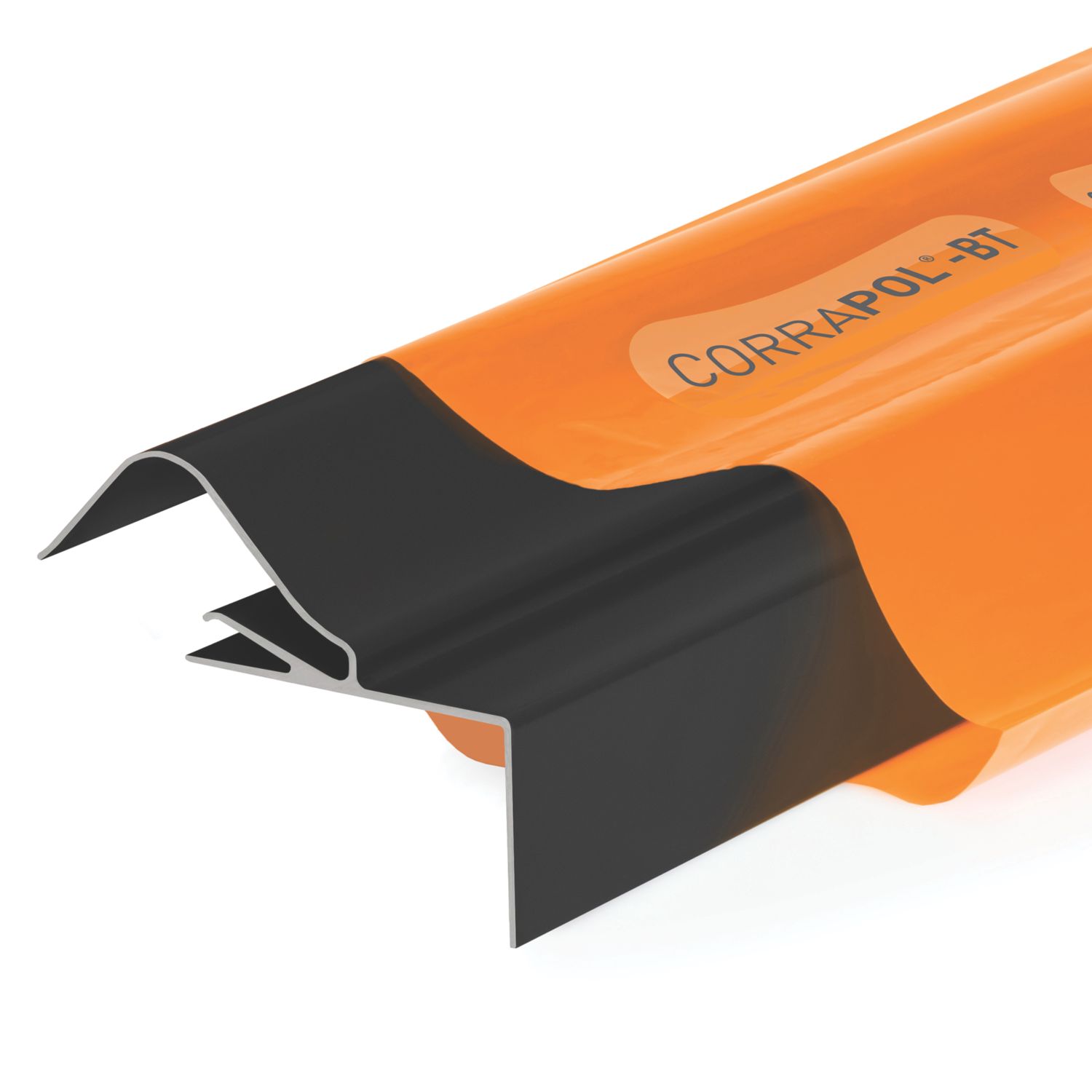 Corrapol-BT Rock n Lock Aluminium Rigid Side Flashing Black 125mm x 97mm x 2m (493VK)