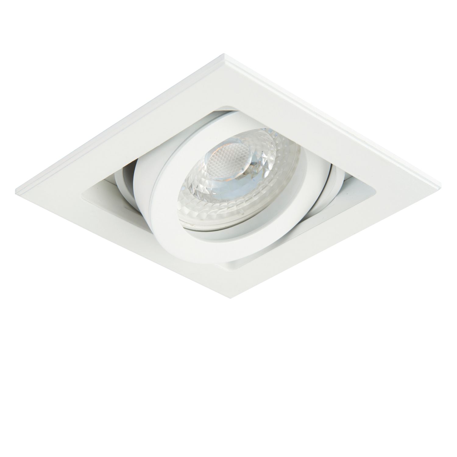 Saxby Xeno Swivel & Tilt Square Recessed 1-Light Downlight Matt White (493VX)