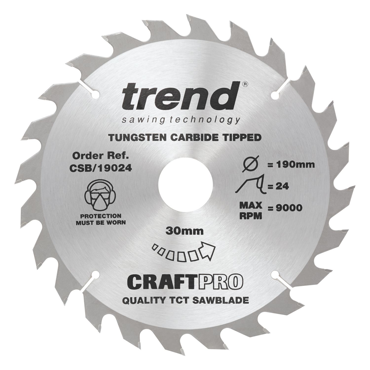 Trend CSB/19024 Wood Circular Saw Blade 190mm x 30mm 24T (493XG)