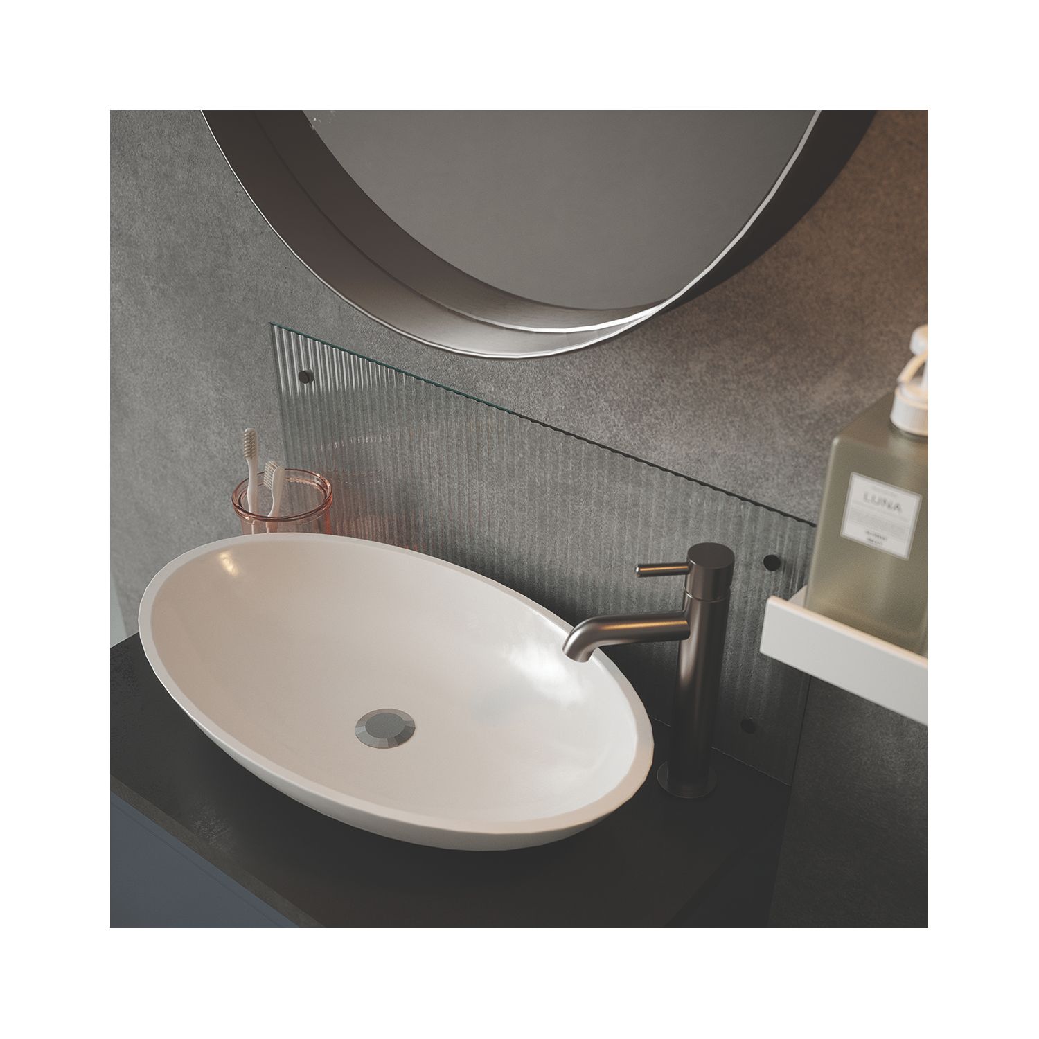 Splashback Bathroom Splashback Fluted Clear with Bronze Caps 250mm x 600mm x 4mm (493YR)