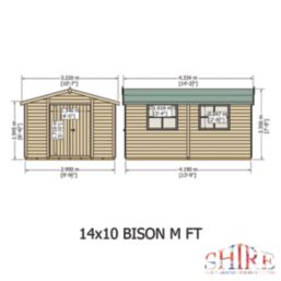 Shire Bison 13 ' 6"  x 10' (Nominal) Apex Tongue & Groove Timber Workshop