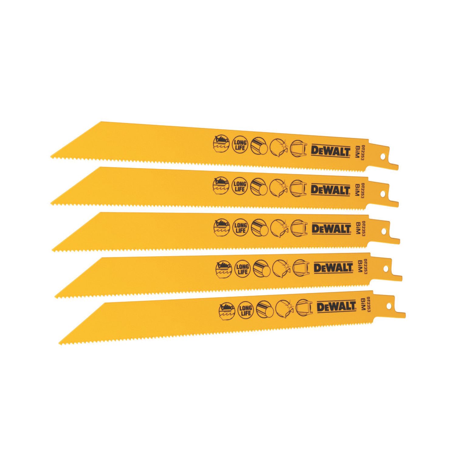 DeWalt DT2353-QZ Multi-Material Reciprocating Saw Blades 203mm 5 Pack (4946V)