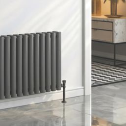 Reina Elips Double 600mm x 1440mm 5747BTU Anthracite Horizontal Designer Radiator