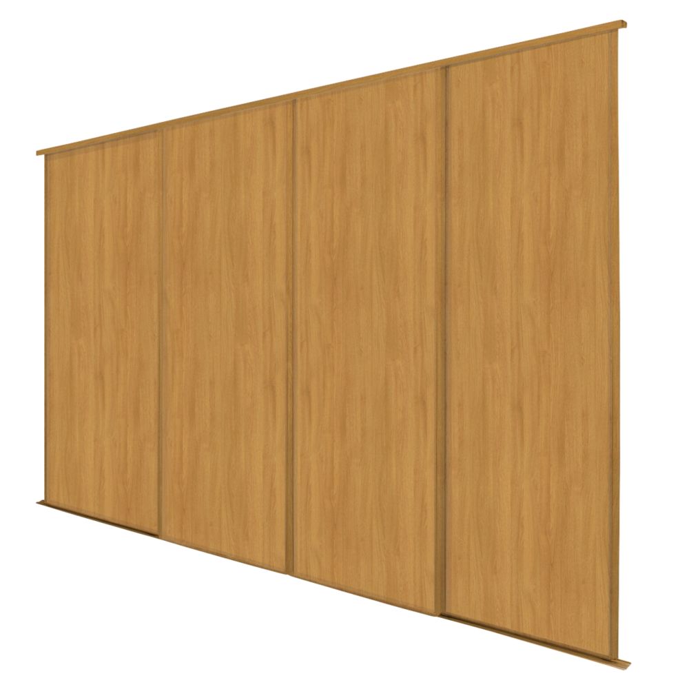 Spacepro Classic 4Door Sliding Wardrobe Door Kit Oak Frame Oak Panel