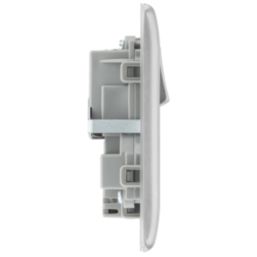 British General Nexus Metal 13A 2-Gang SP Switched Socket + 2.4A 12W 2-Outlet Type A & C USB Charger Brushed Steel with Grey Inserts