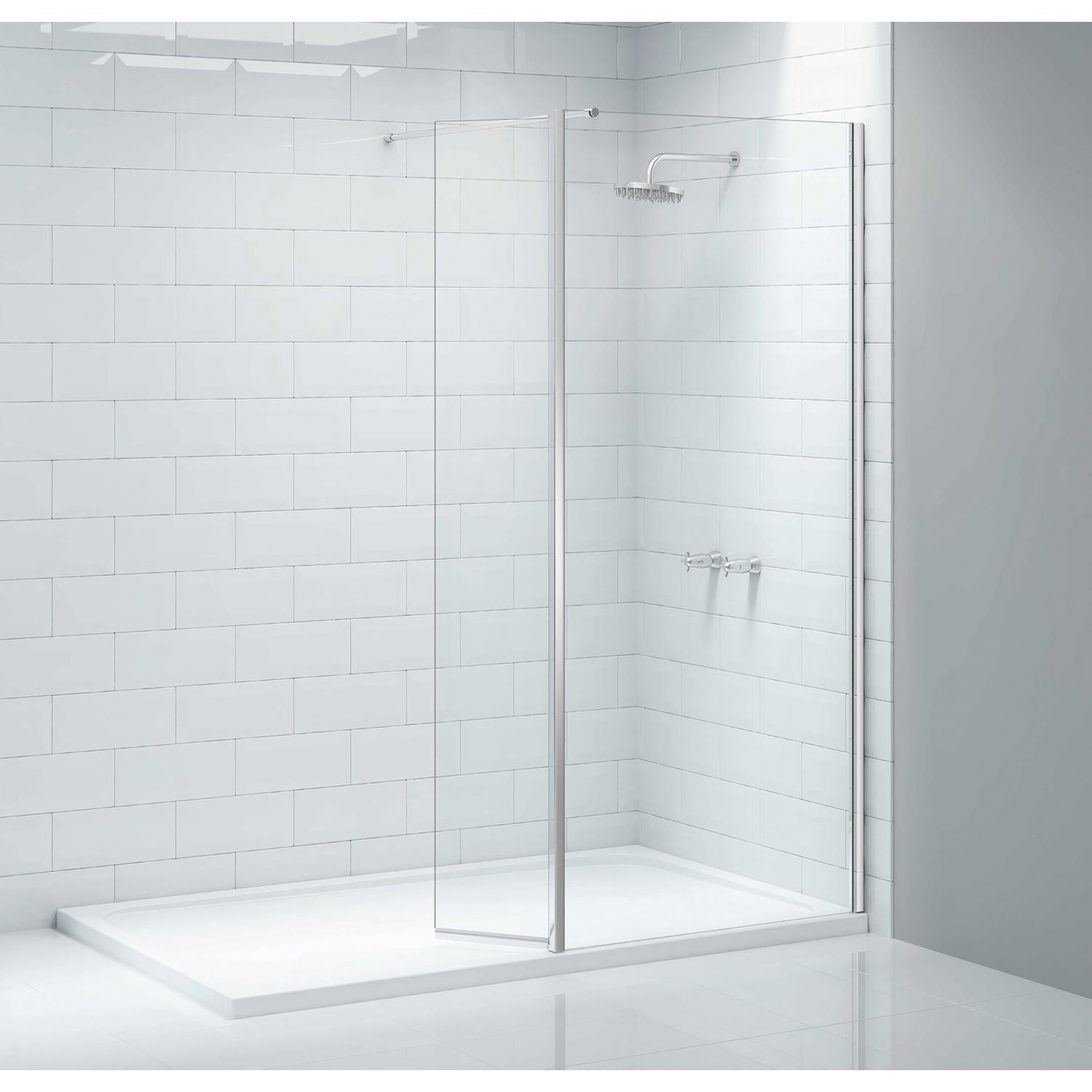 Triton Neo Frameless Showerwall & Swivel Panel Chrome 900mm x 2015mm (494TK)